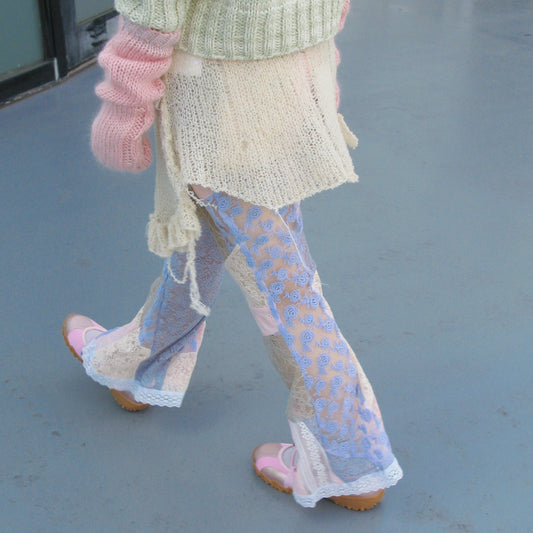 Lace patch work trousers
