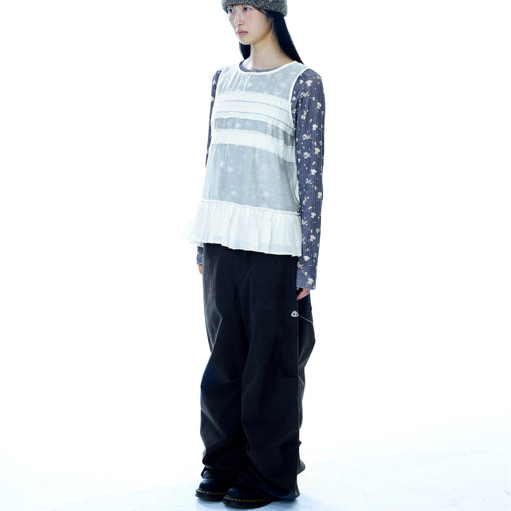 SHEER LAYERED SLEEVELESSS / WHITE / シアーレイヤードタンクトップ