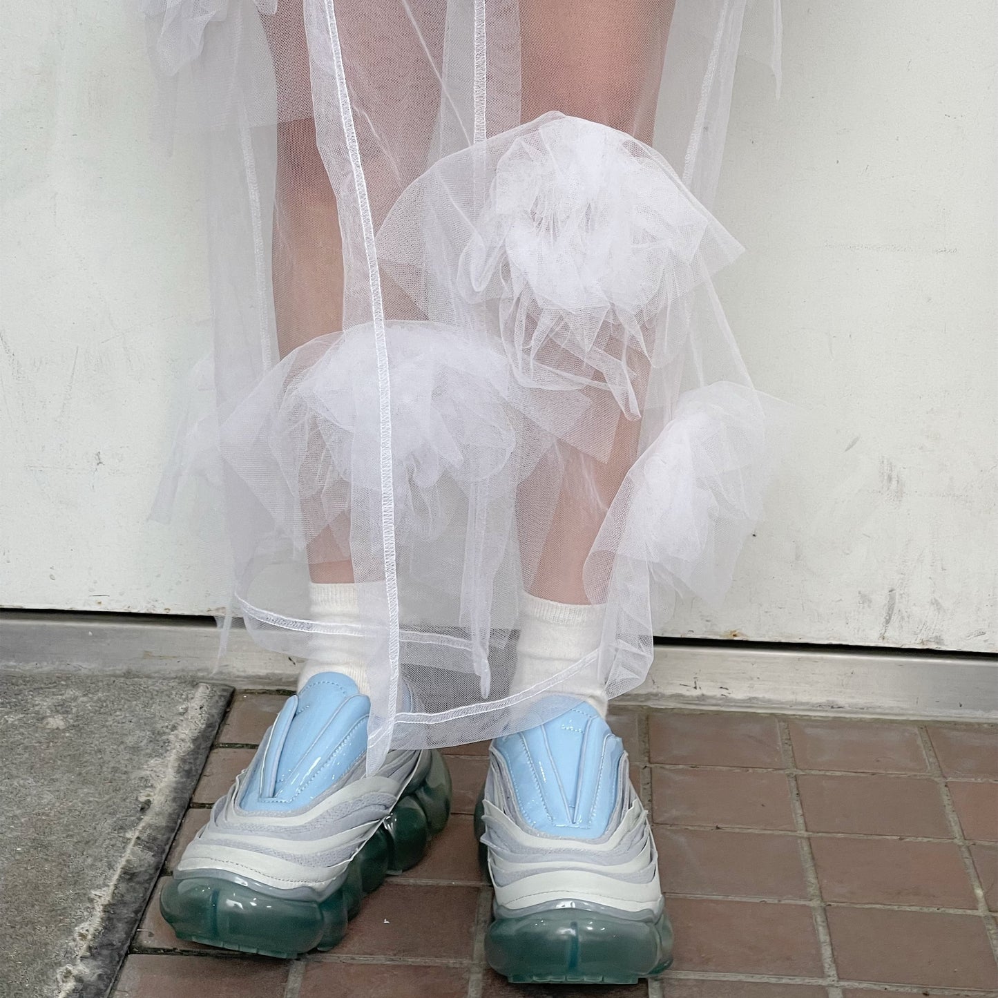 Tulle flower skirt / White / チュールフラワースカート