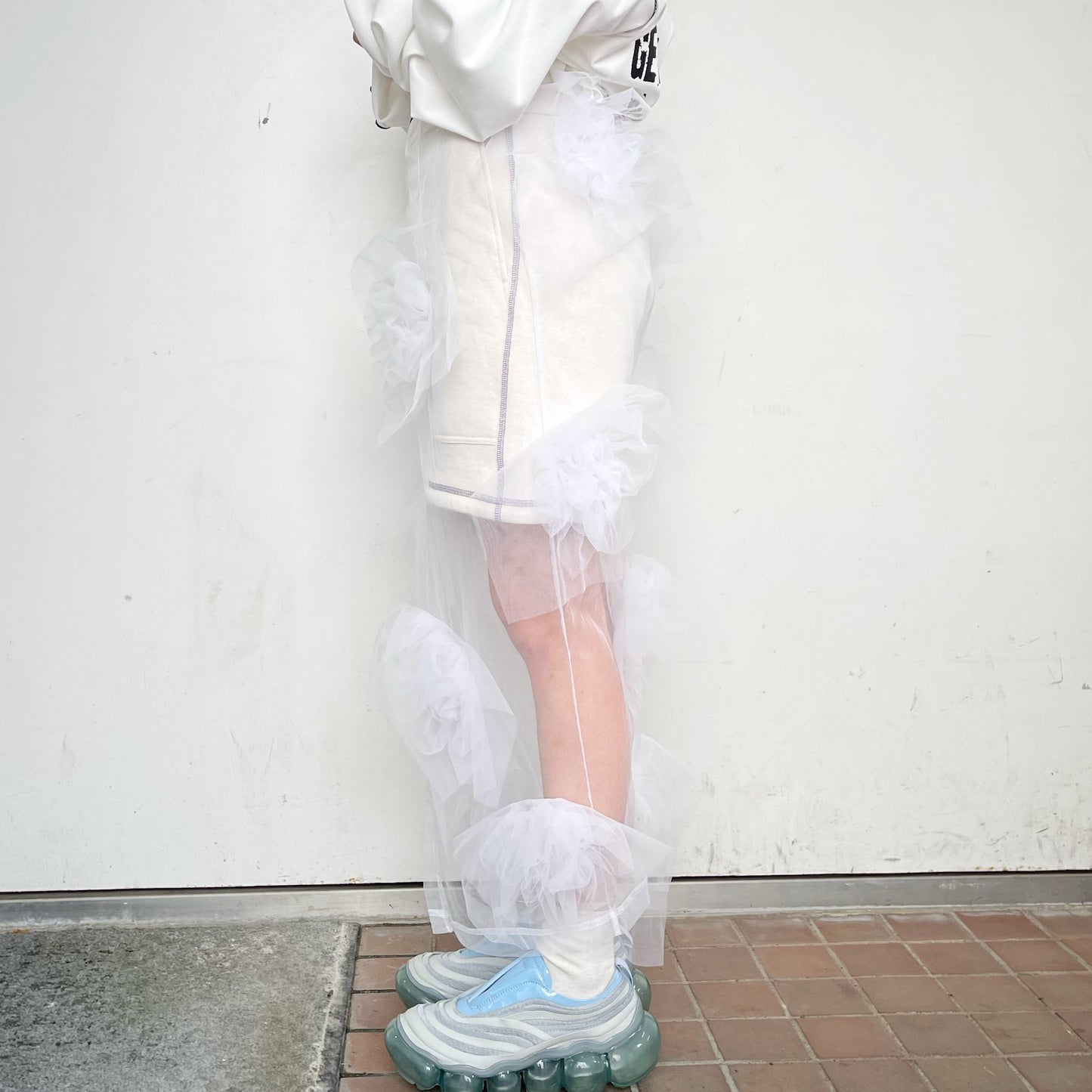 Tulle flower skirt / White / チュールフラワースカート