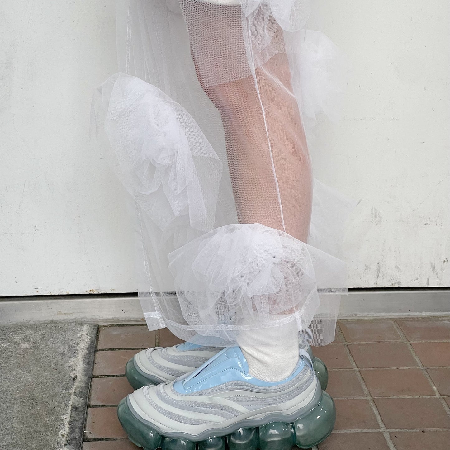 Tulle flower skirt / White / チュールフラワースカート