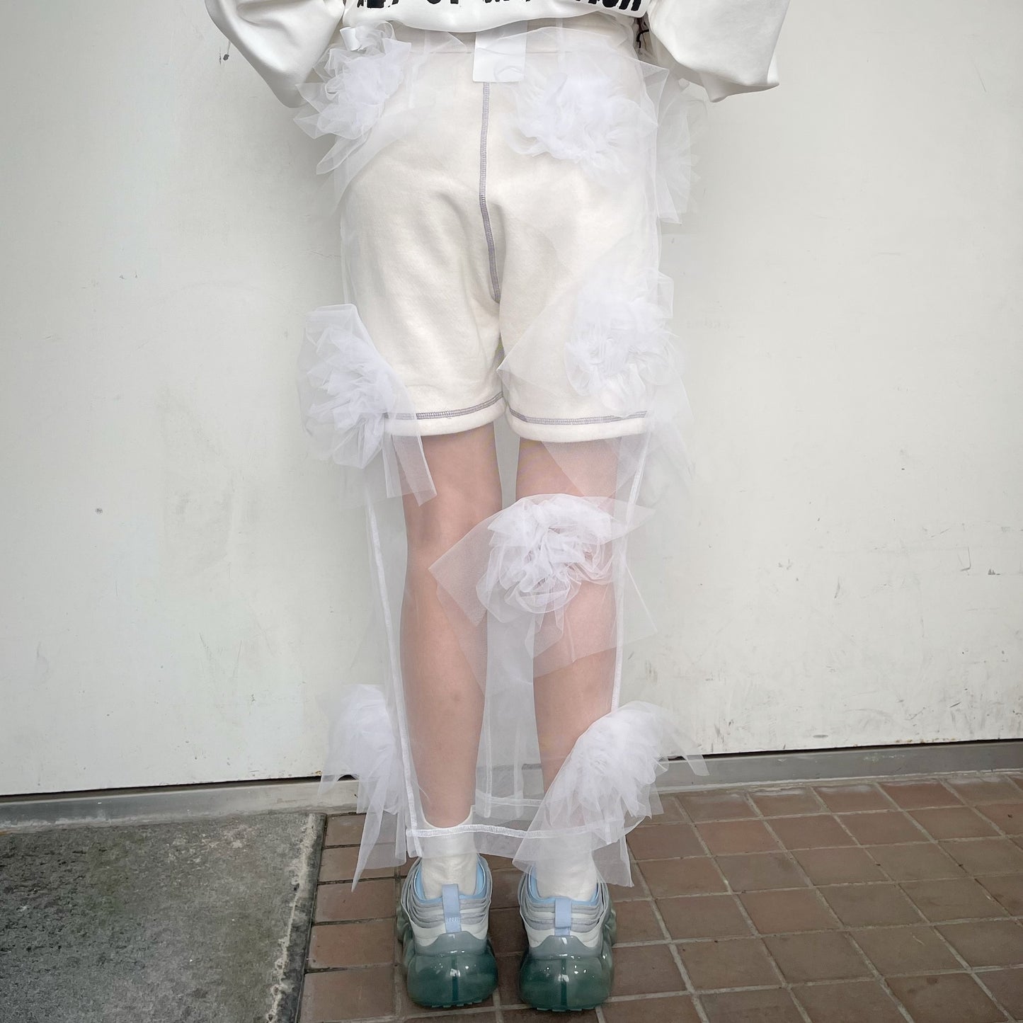 Tulle flower skirt / White / チュールフラワースカート
