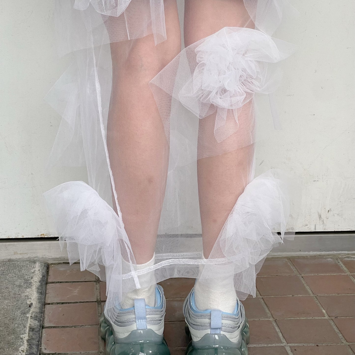 Tulle flower skirt / White / チュールフラワースカート