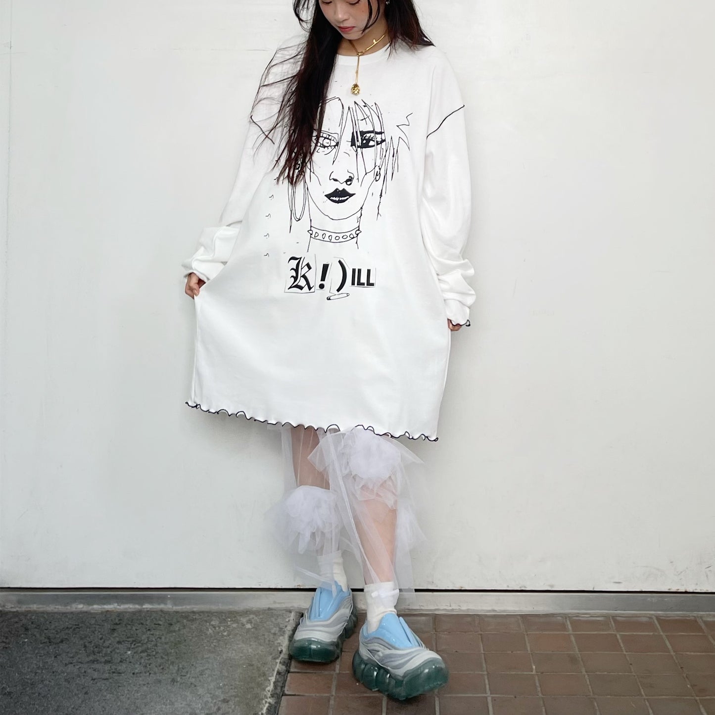 Tulle flower skirt / White / チュールフラワースカート