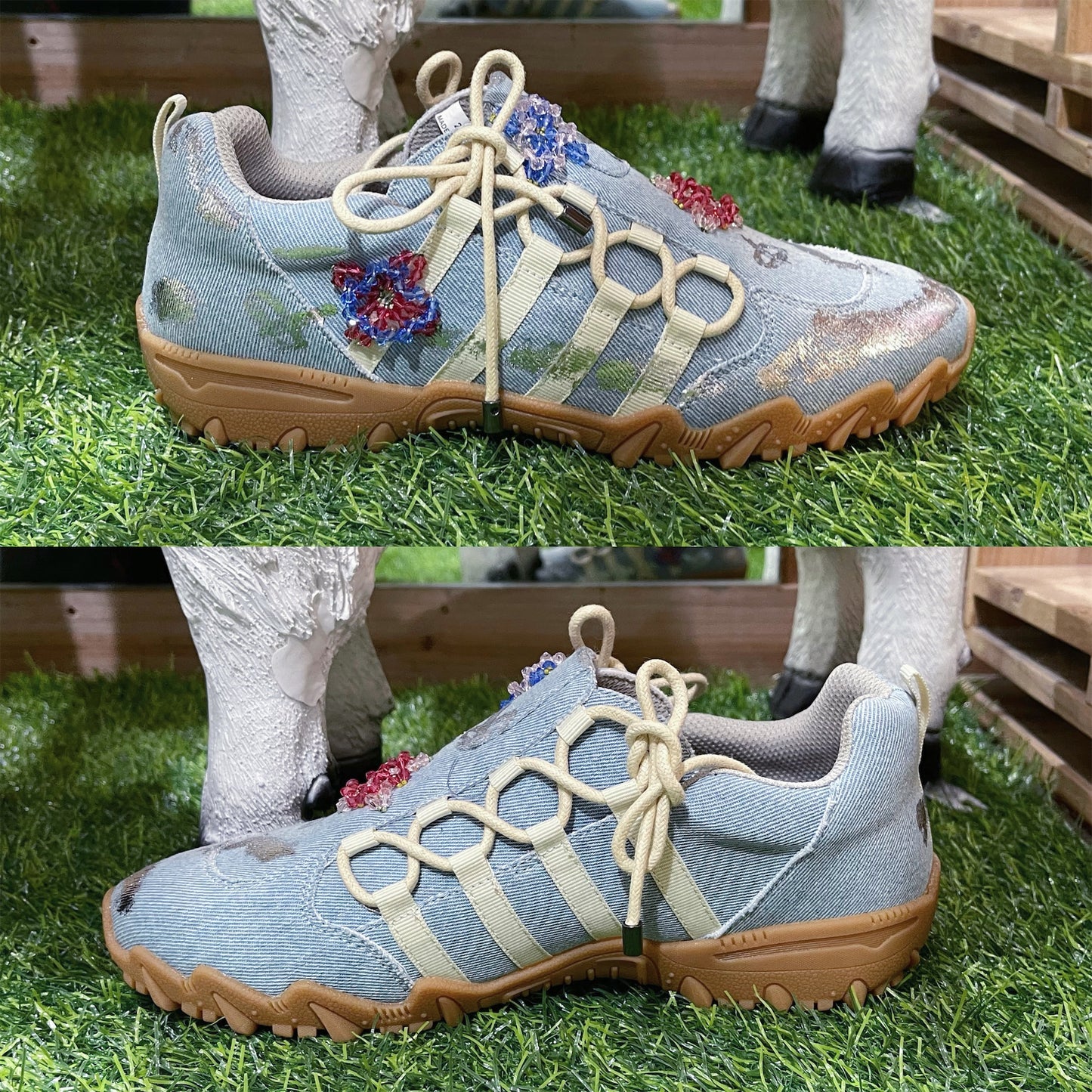 【MUnited Kingdomai x yushokobayashiコラボレーションシューズ】MK Double Bow / Denim / 25cm
