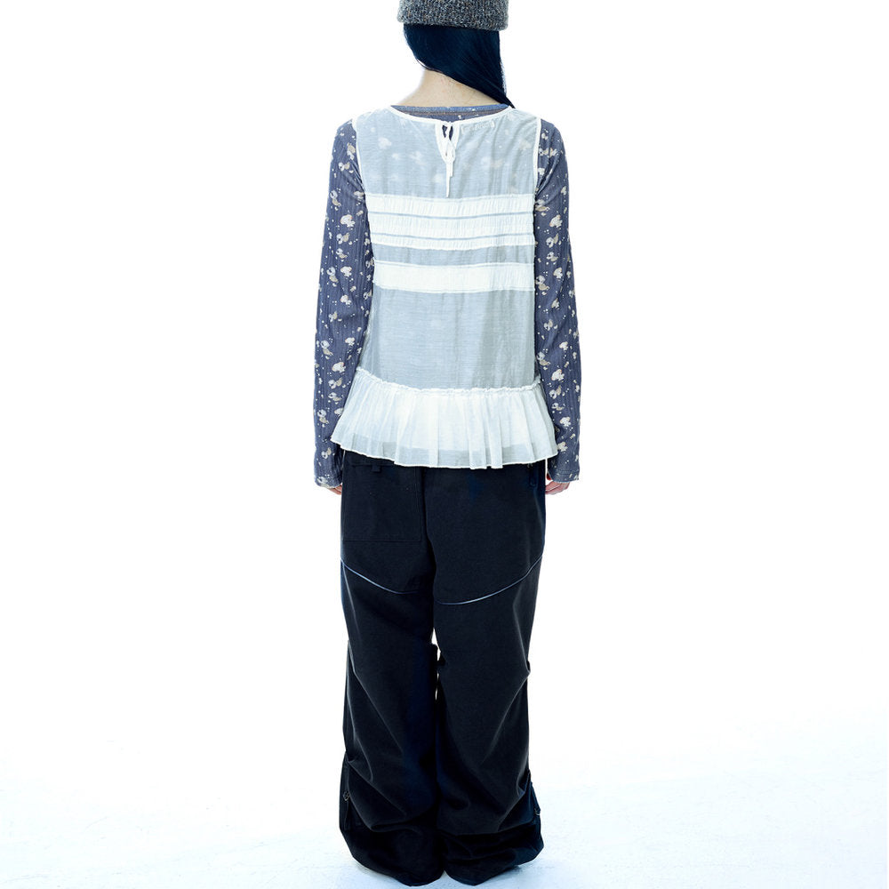 SHEER LAYERED SLEEVELESSS / WHITE / シアーレイヤードタンクトップ