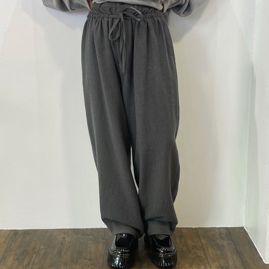 Wring daily pants / GRAY / ギャザーワイドパンツ