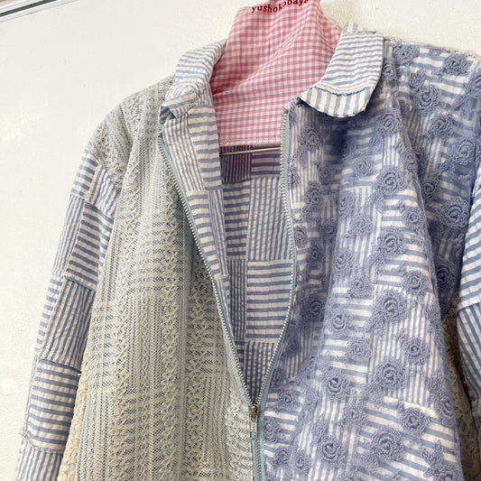 Lace layered jacket / Blue / レースレイヤードジャケット