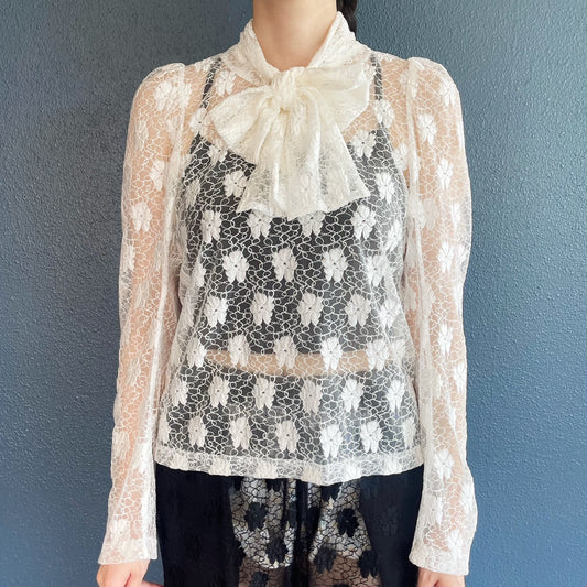 Lace Bow Blouse / Off White / レースボウブラウス