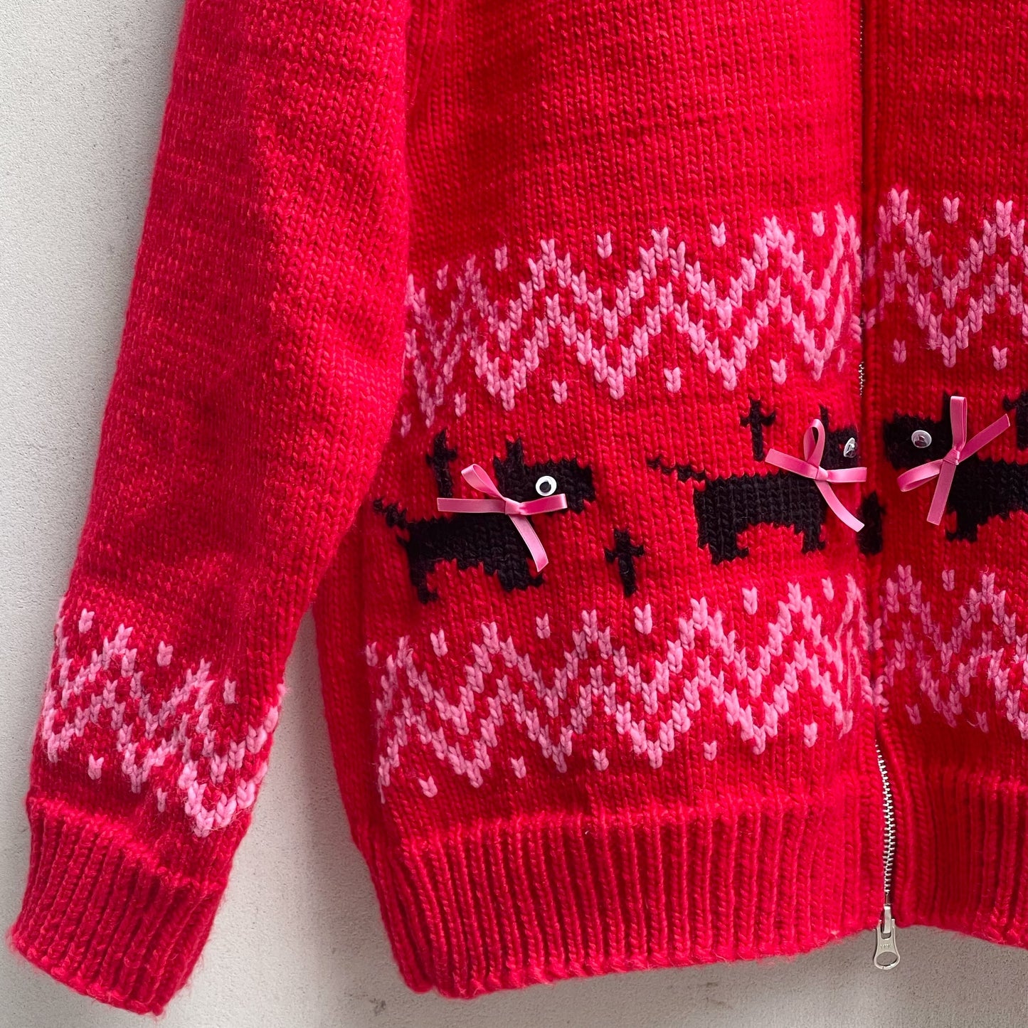 Puppies knitted jacket / Red / パピーニットジャケット