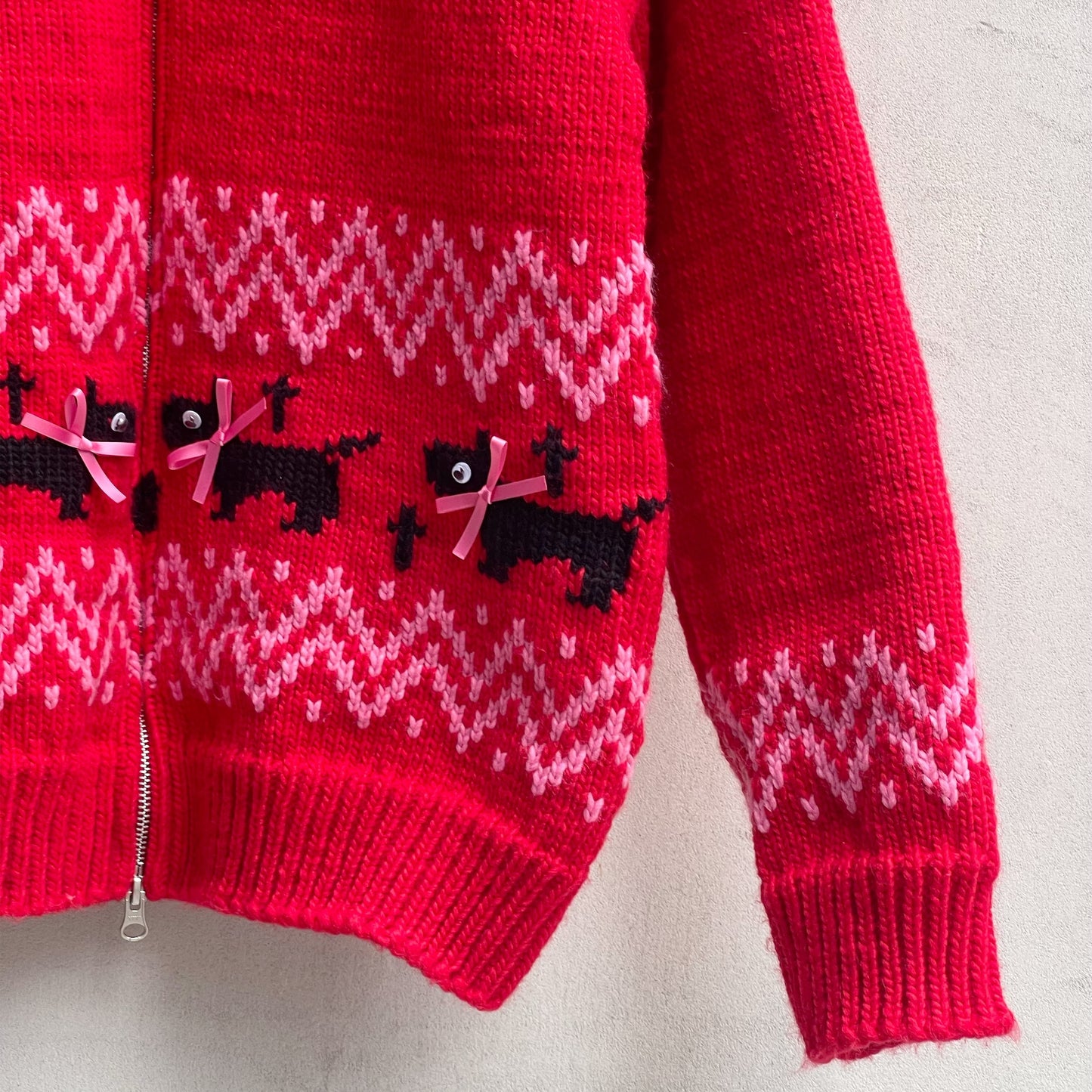 Puppies knitted jacket / Red / パピーニットジャケット