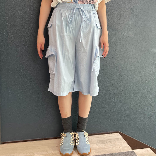 Textured Strap Pants / Sky Blue / テクスチャーストラップパンツ