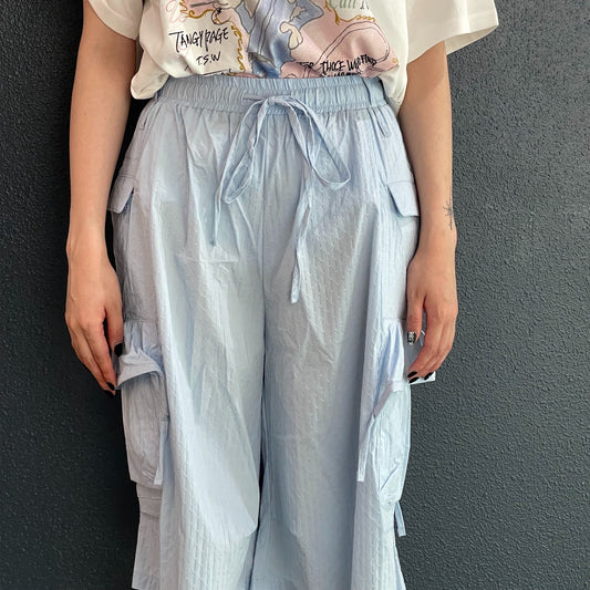 Textured Strap Pants / Sky Blue / テクスチャーストラップパンツ