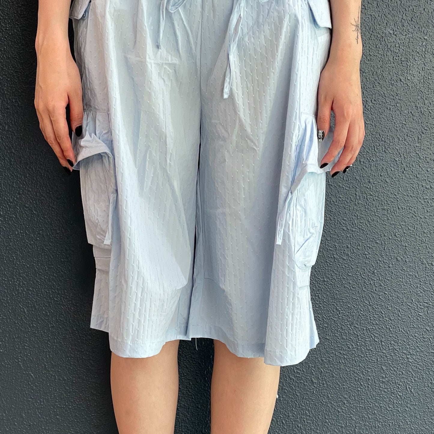 Textured Strap Pants / Sky Blue / テクスチャーストラップパンツ