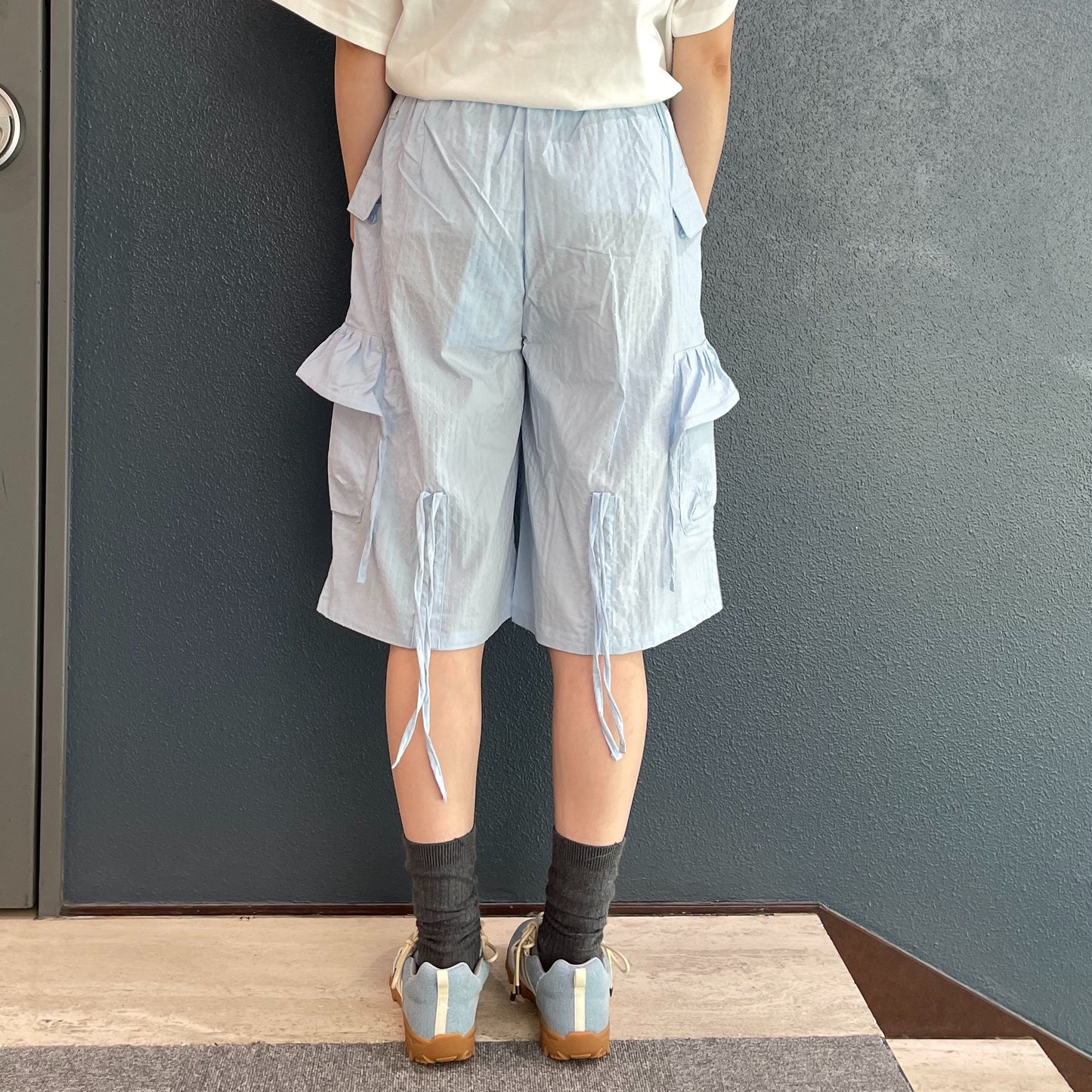 Textured Strap Pants / Sky Blue / テクスチャーストラップパンツ