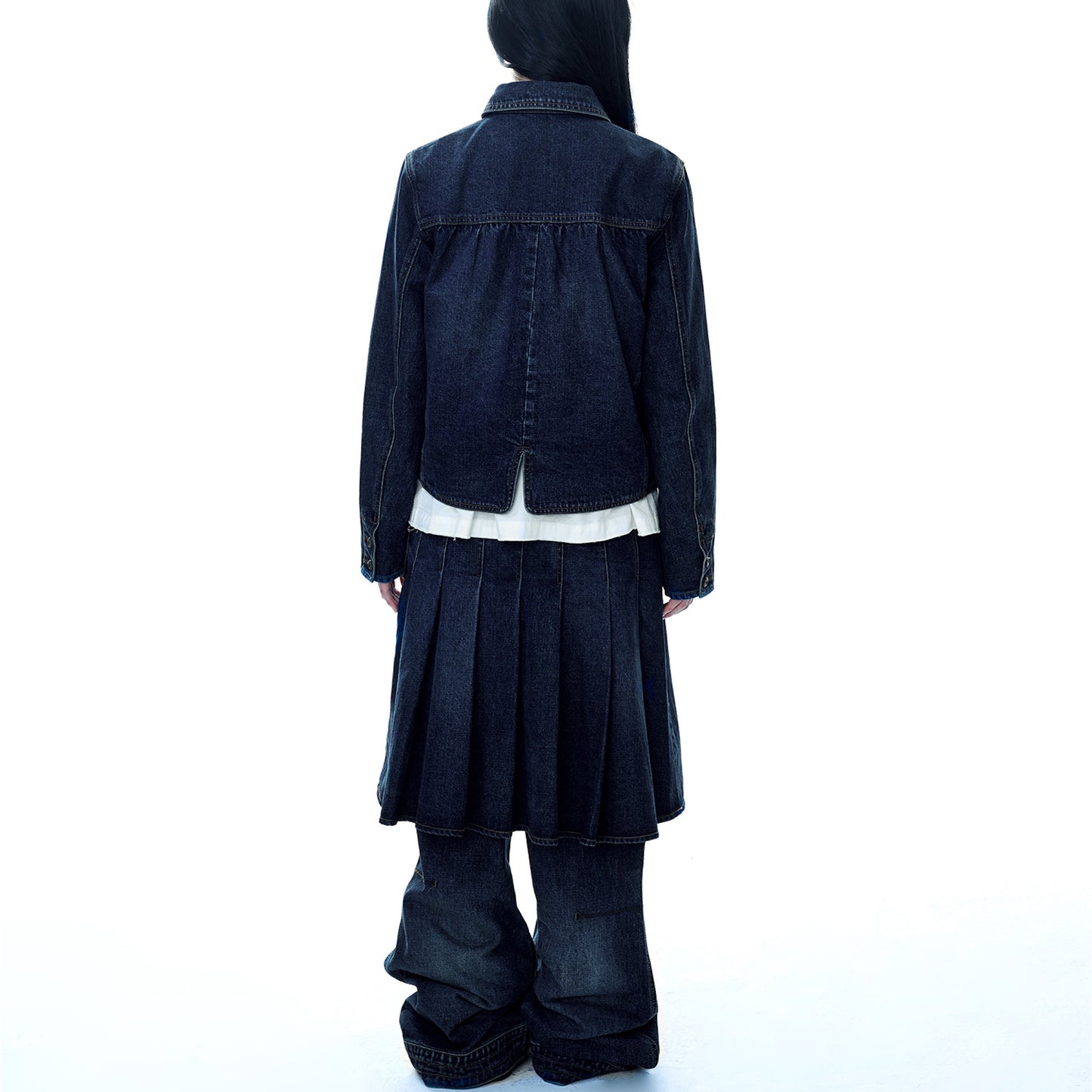 DEEP DENIM PLEATS SKIRT / NAVY / ディープデニムプリーツスカート