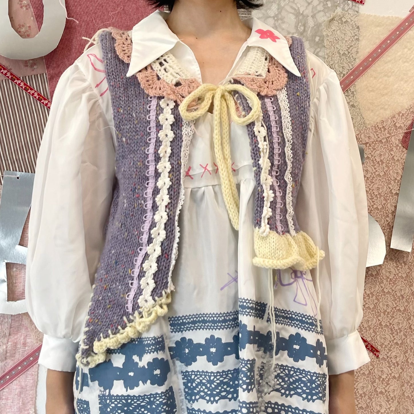 crazy knit vest / Purple / クレイジーニットベスト