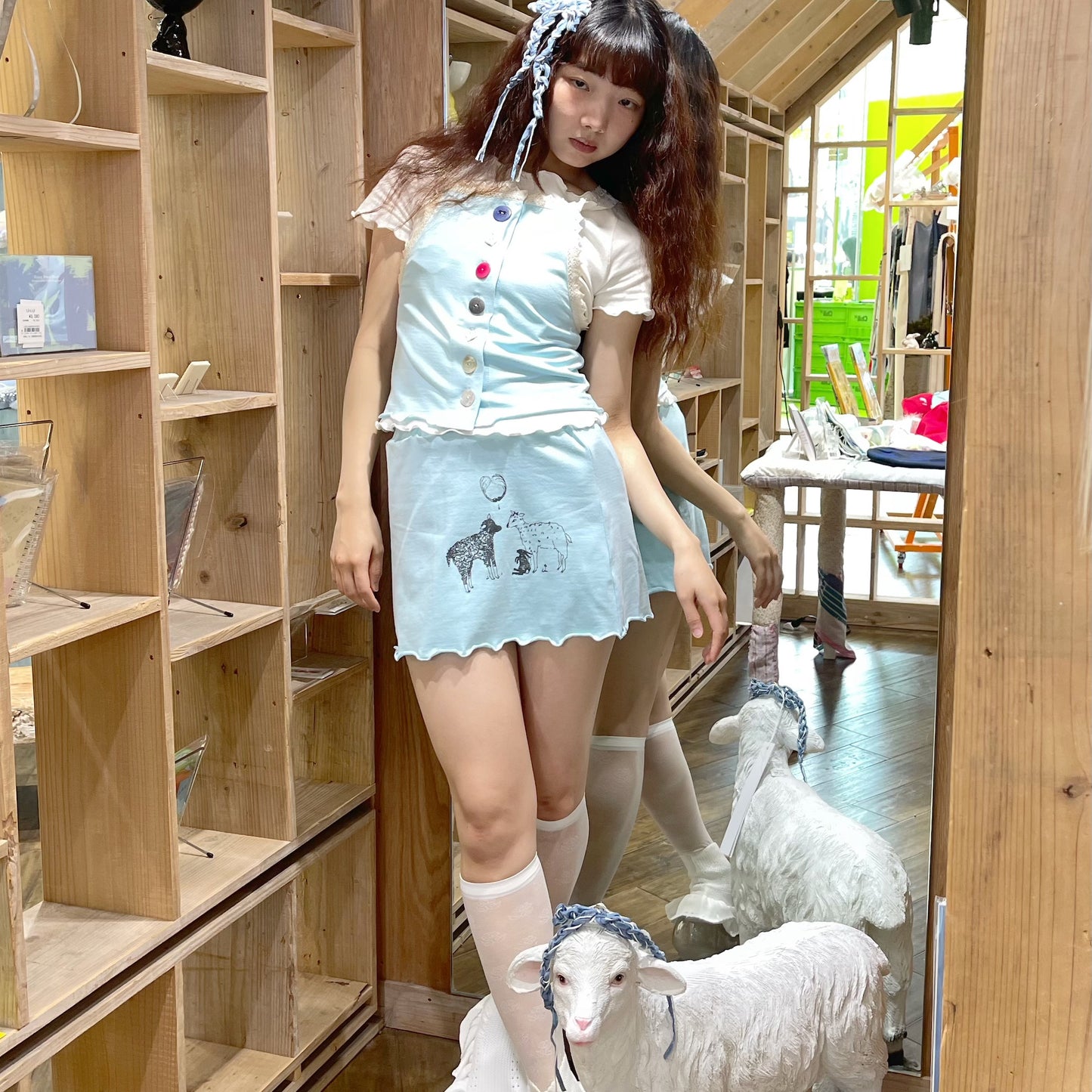 【SHEEP Limited】Sheep Cat skirt / SHEEP PRINT / プリントスカート