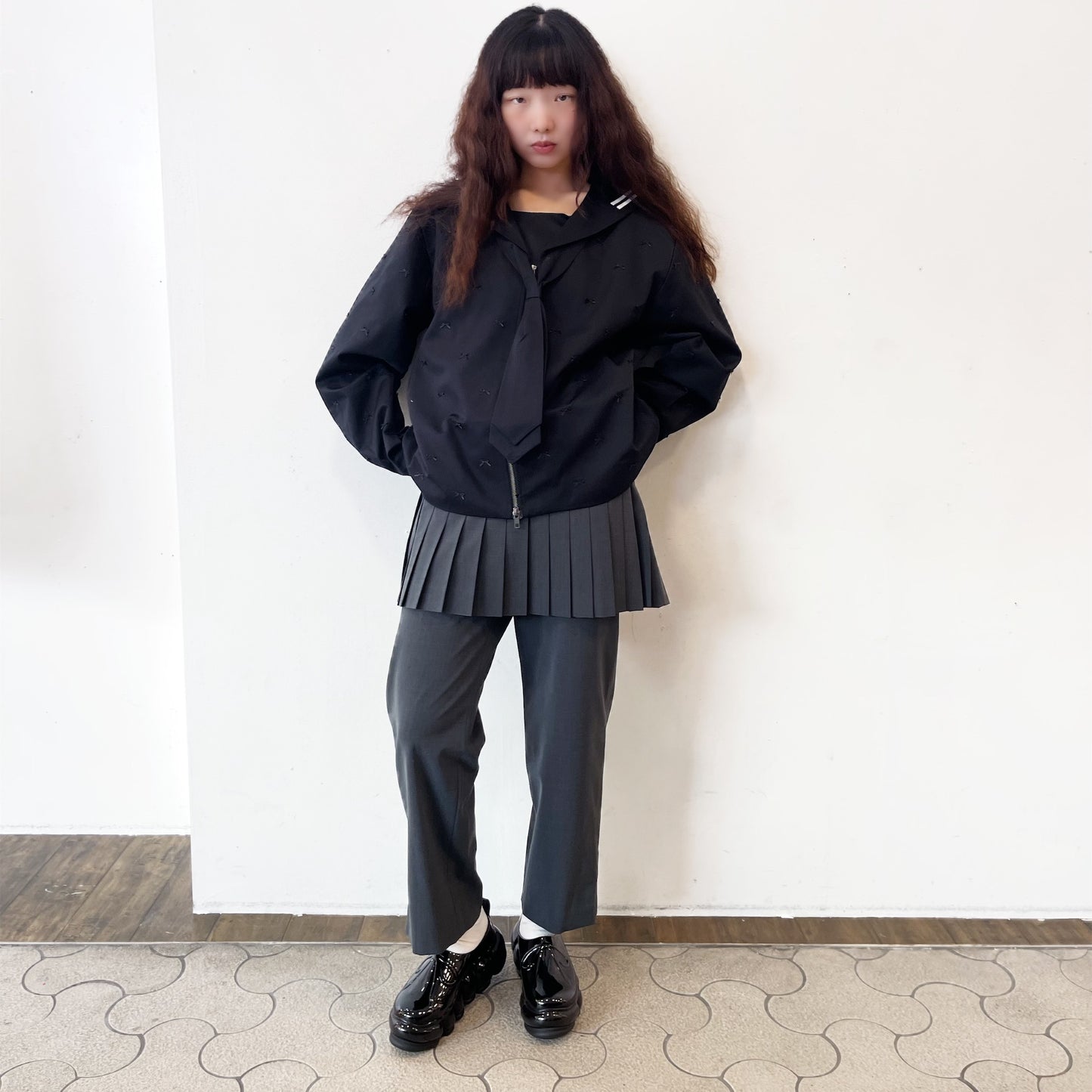 Simone Skirt Pants / Gray / プリーツスカートパンツ