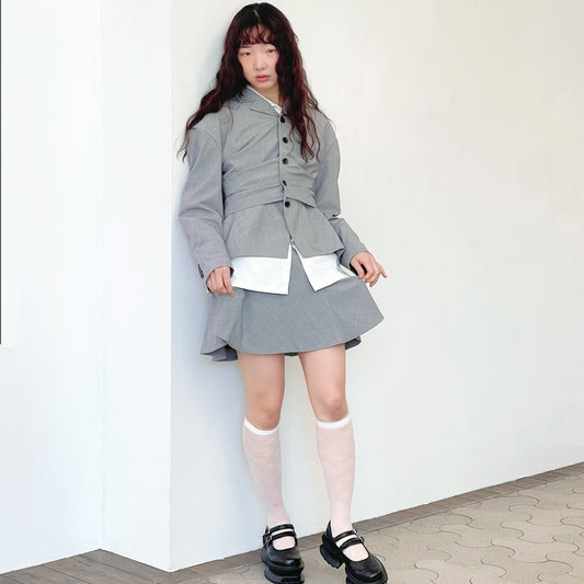social mini skirt / light gray / ボーンミニスカート