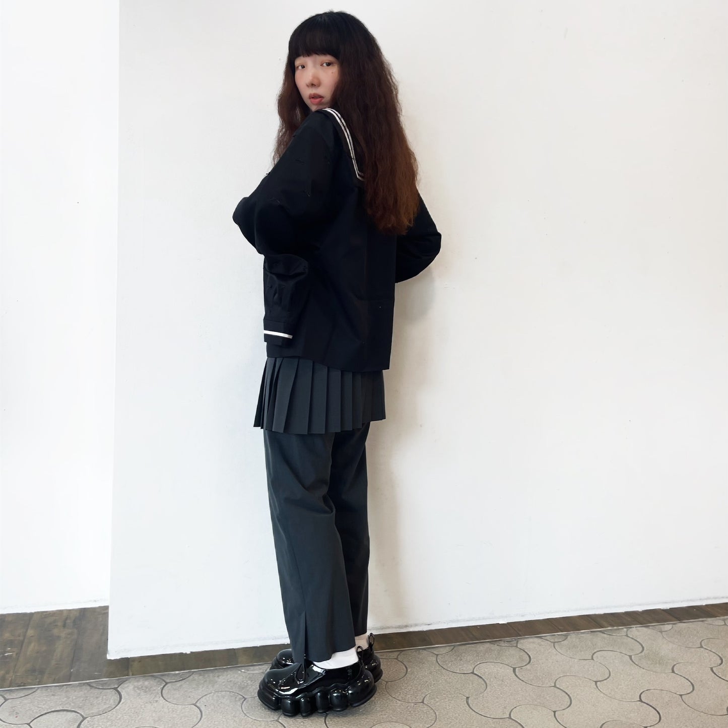 Simone Skirt Pants / Gray / プリーツスカートパンツ