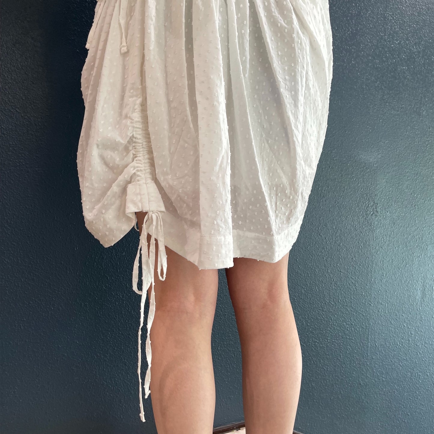 Asymmetrical Shirring Skirt / White / アシンメトリーシャーリングスカート