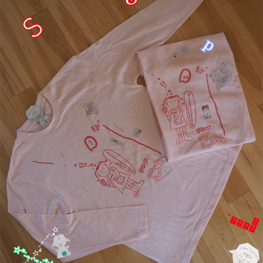 【SHEEP SOUVENIR】various kinds of sheep long T-shirt / pink / ロングスリーブTシャツ