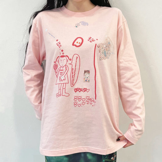 【SHEEP SOUVENIR】various kinds of sheep long T-shirt / pink / ロングスリーブTシャツ