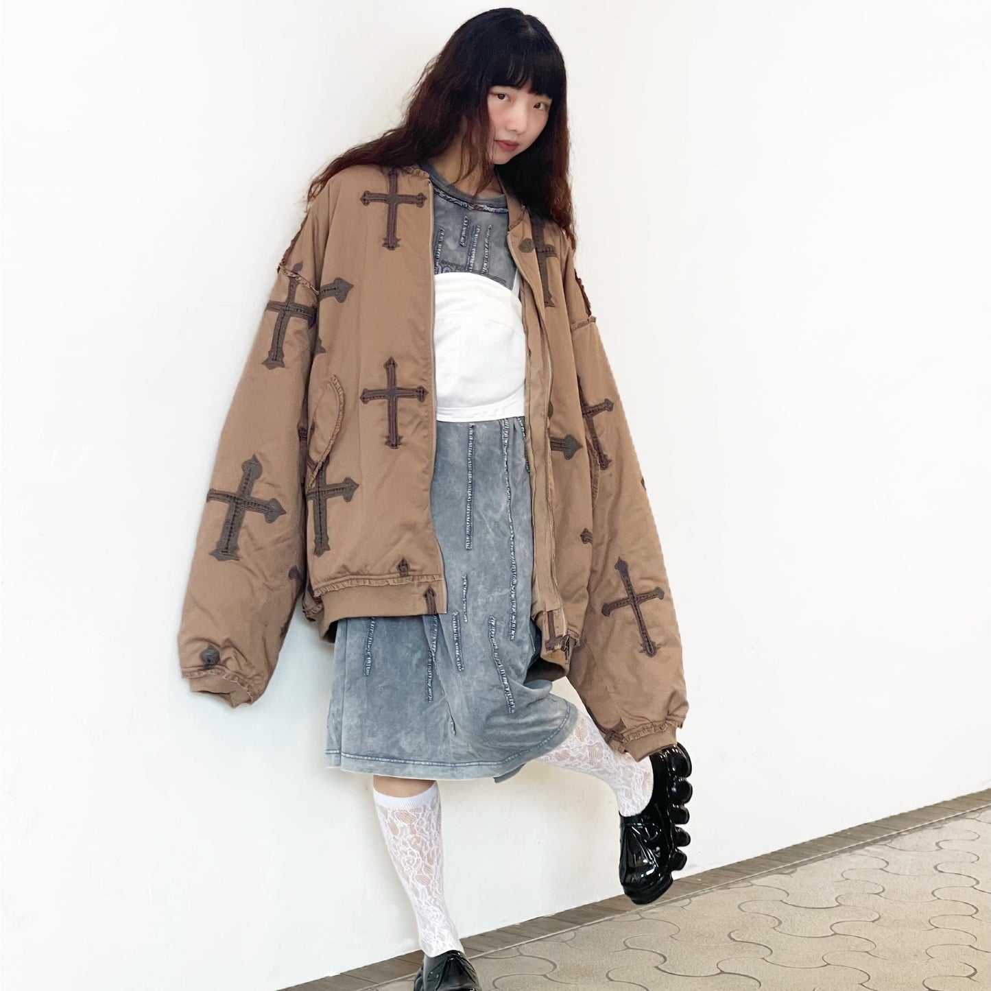 GRAND SHOULDER CROSS MA-1 WITHOUT SHOULDER PAD / BROWN / オーバーサイズブルゾン