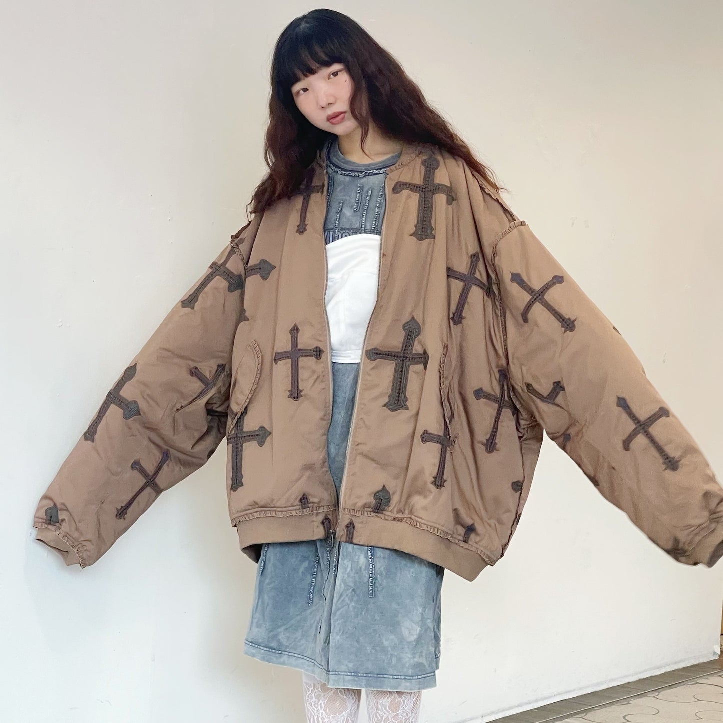 GRAND SHOULDER CROSS MA-1 WITHOUT SHOULDER PAD / BROWN / オーバーサイズブルゾン