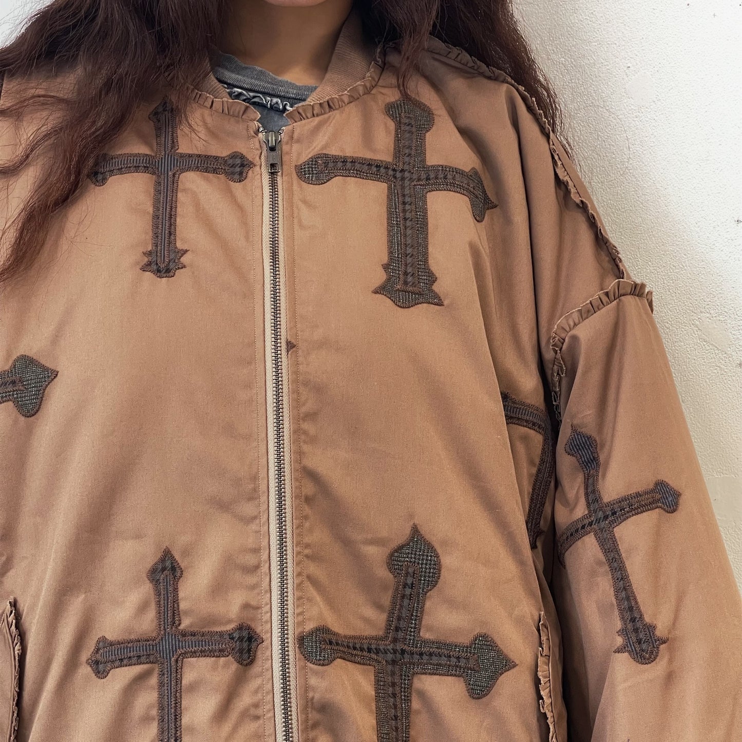 GRAND SHOULDER CROSS MA-1 WITHOUT SHOULDER PAD / BROWN / オーバーサイズブルゾン