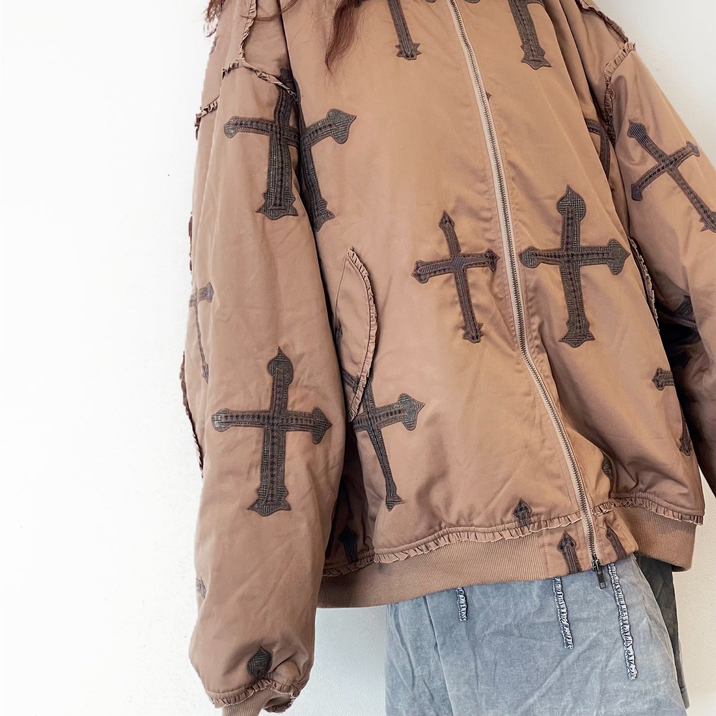GRAND SHOULDER CROSS MA-1 WITHOUT SHOULDER PAD / BROWN / オーバーサイズブルゾン