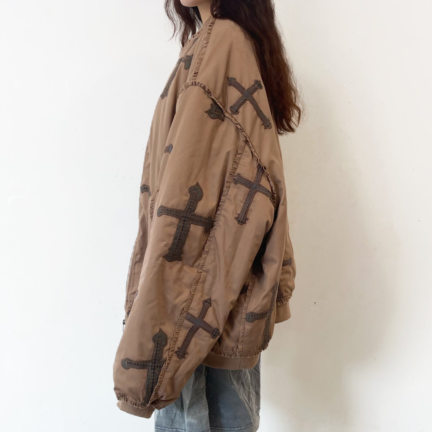 GRAND SHOULDER CROSS MA-1 WITHOUT SHOULDER PAD / BROWN / オーバーサイズブルゾン