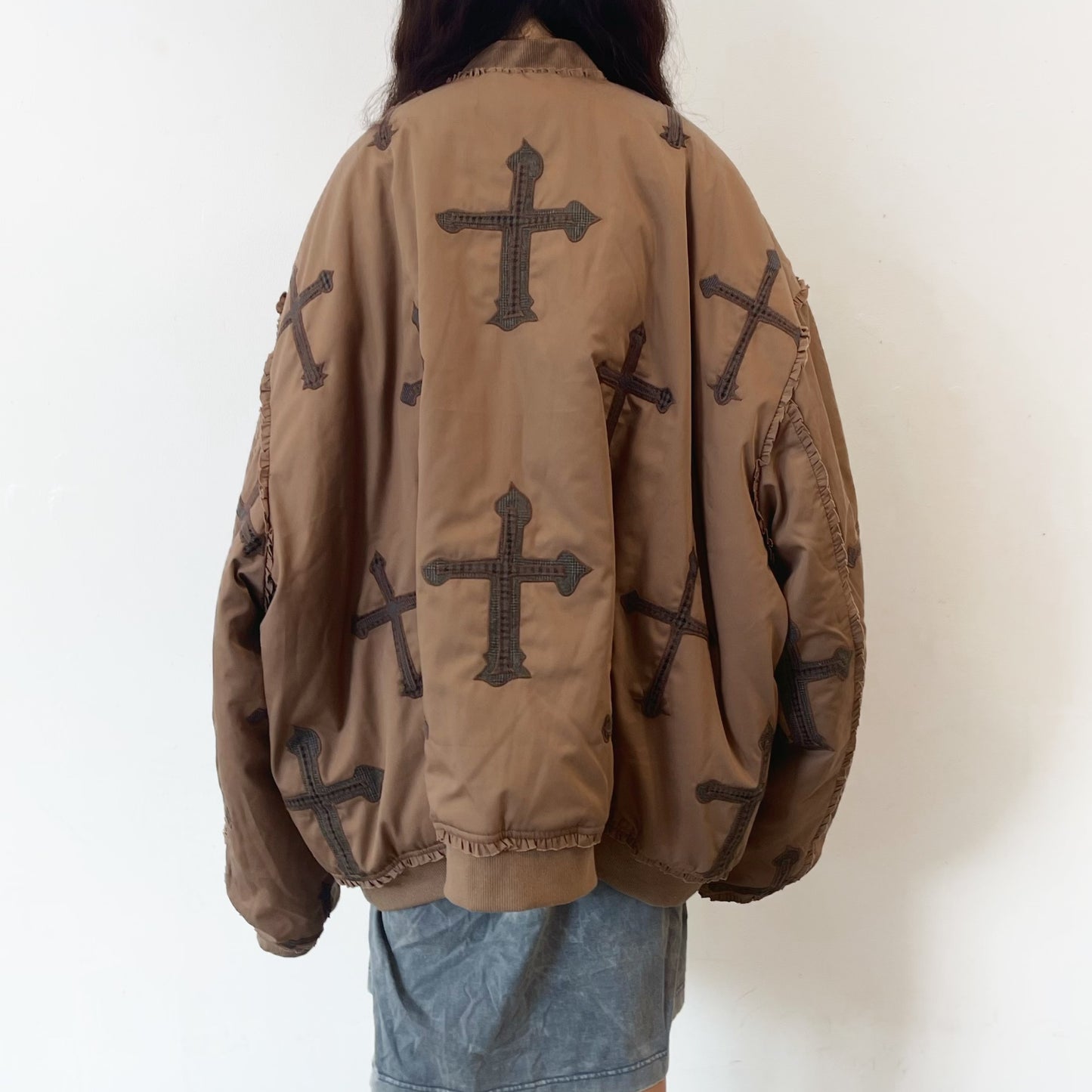 GRAND SHOULDER CROSS MA-1 WITHOUT SHOULDER PAD / BROWN / オーバーサイズブルゾン