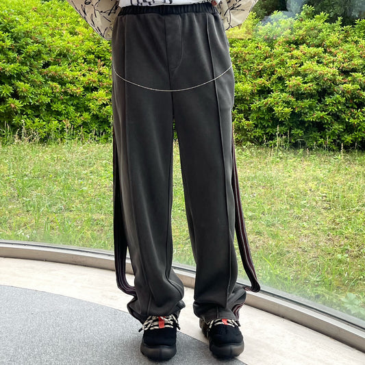 PIGMENT-DYED DISTRESSED TRACK TROUSERS / GRAY / ダメージトラックトラウザーズ