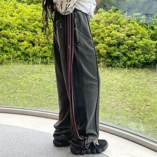 PIGMENT-DYED DISTRESSED TRACK TROUSERS / GRAY / ダメージトラックトラウザーズ