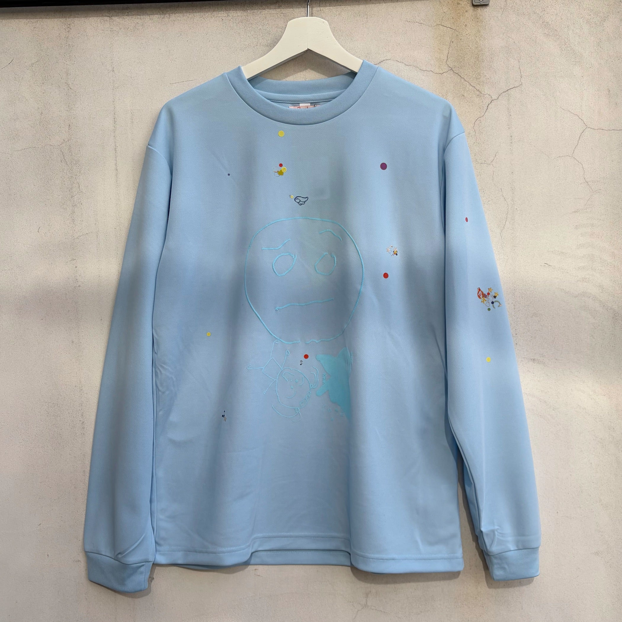 Mr.Oda drawn by nephew long T-shirt / Light blue / プリントロング