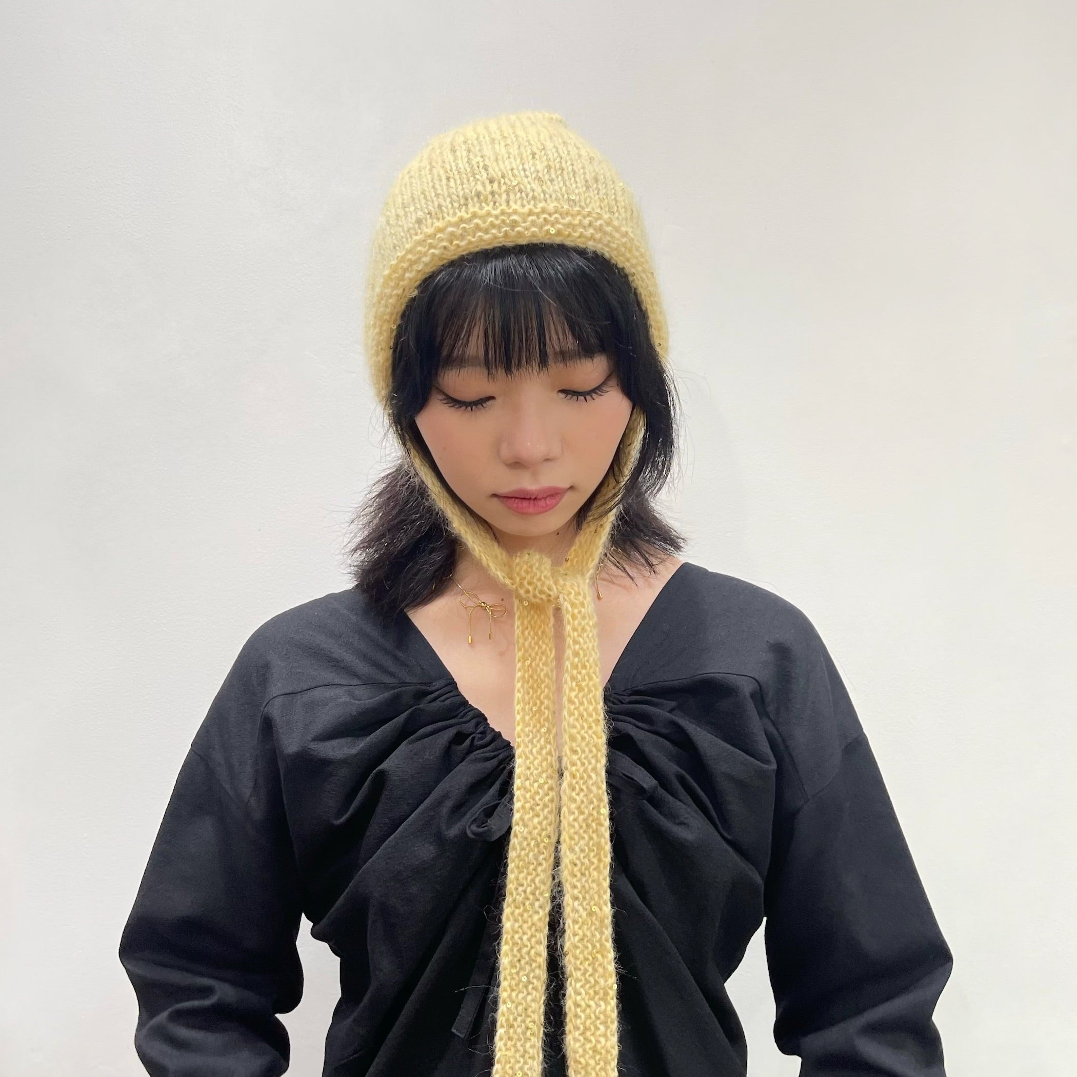 Sparkle knit cap / YELLOW / モヘアスパンコールニットキャップ | シープ / SHEEP | SIIILON