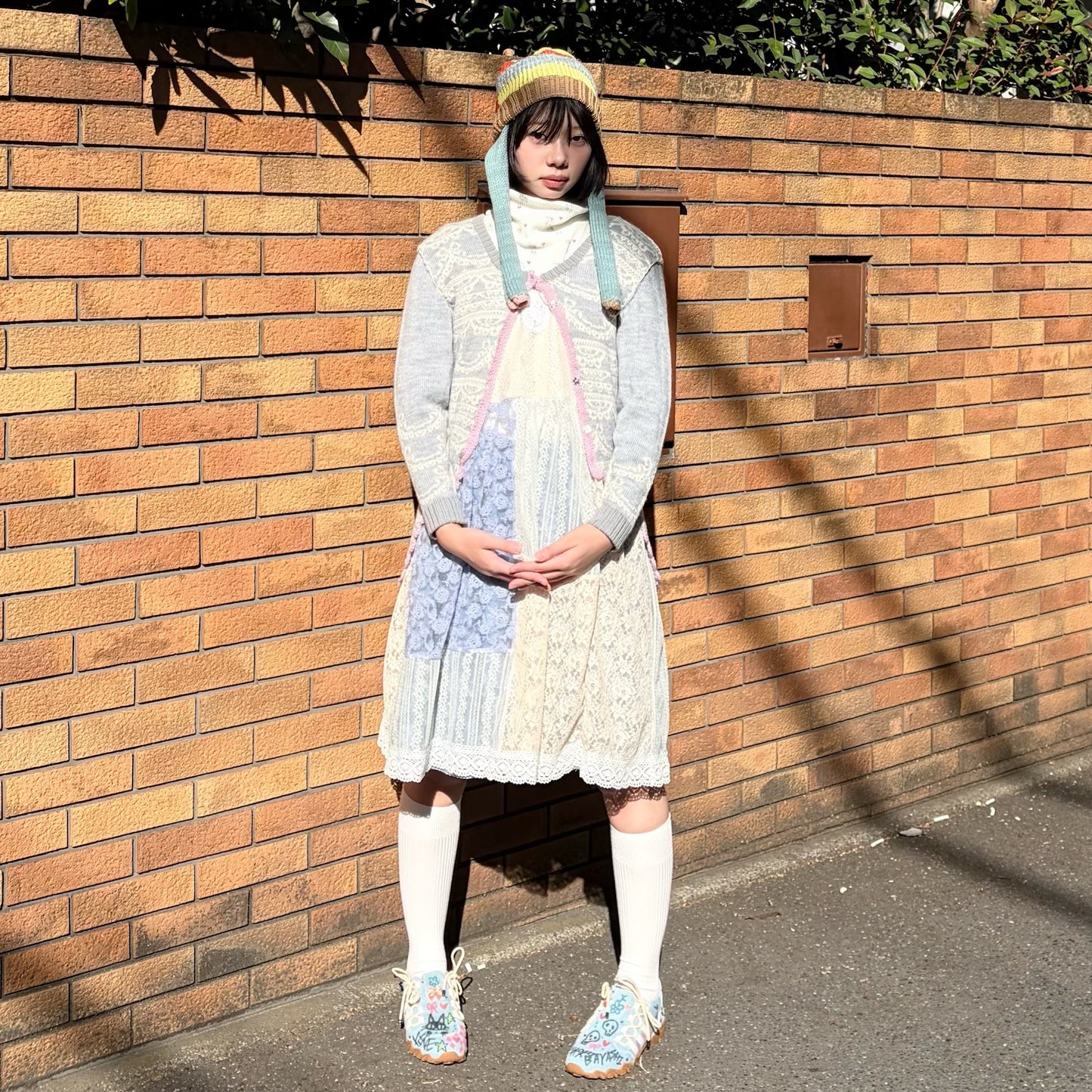 Lace knit cardigan / Gray / レースニットカーディガン