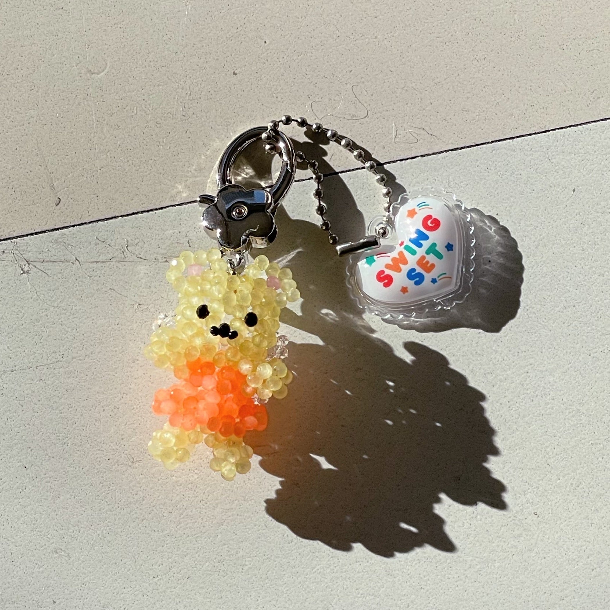 X YOUNGART] Fairy JINI Key Ring / Orange / くまのビーズキーリング