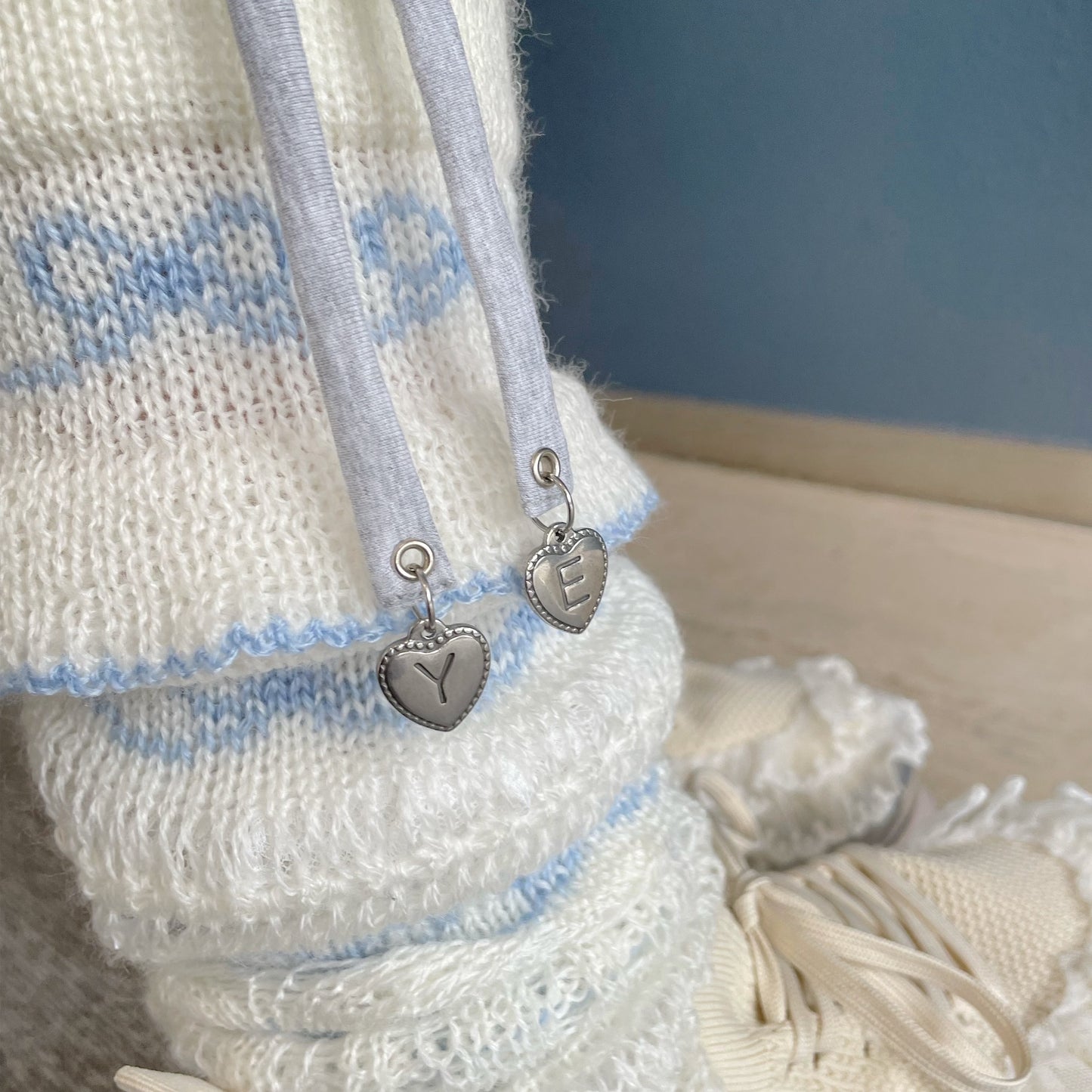 Long leggings / Gray / レーストリミングレギンス