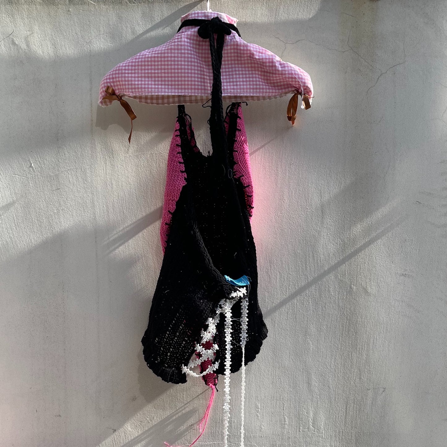 BIG Knit heart top / Pink × Black / ビッグニットハートトップ