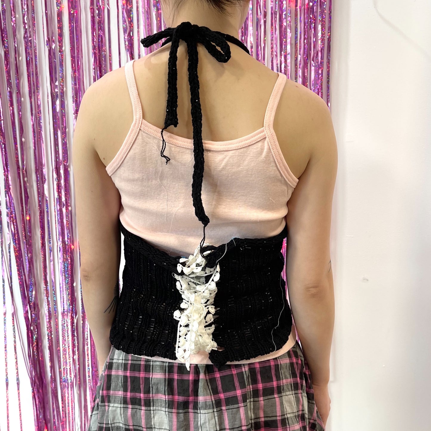 BIG Knit heart top / Pink × Black / ビッグニットハートトップ