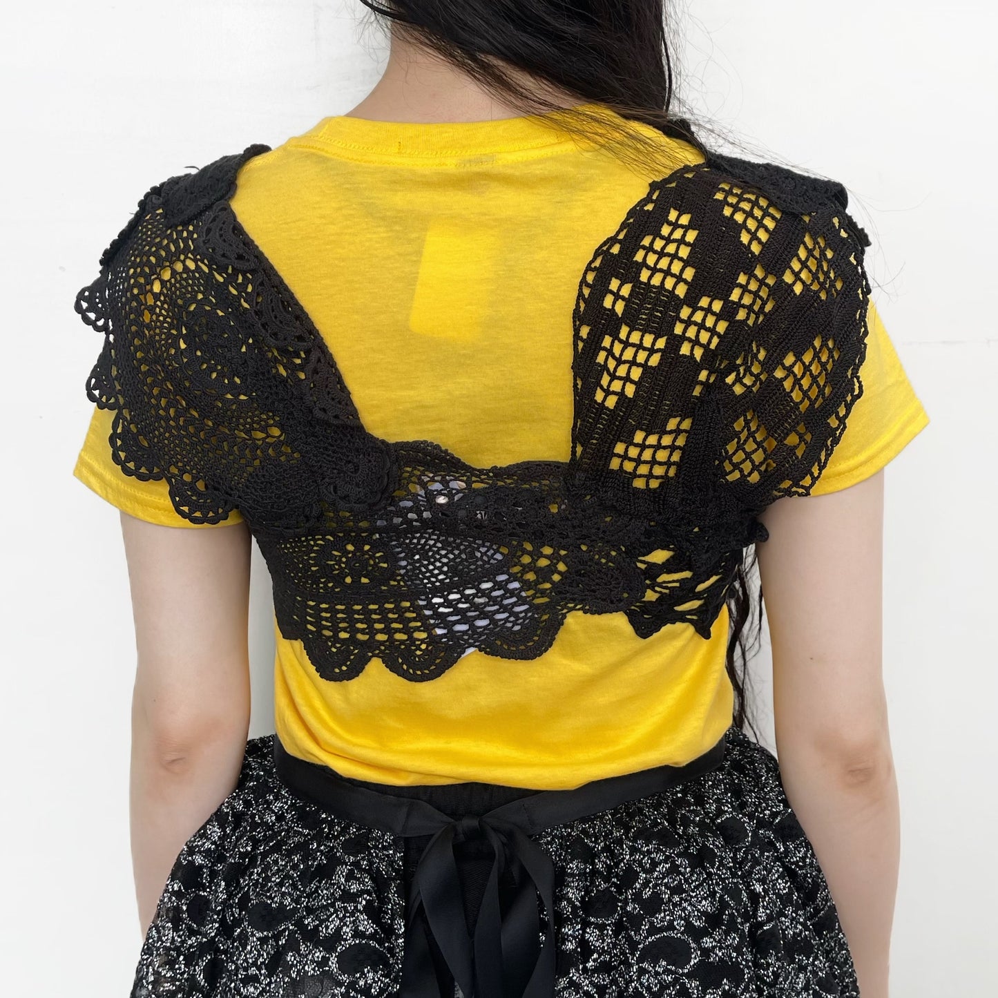 CROPPED TOP BRA / BLACK / クロシェブラトップ
