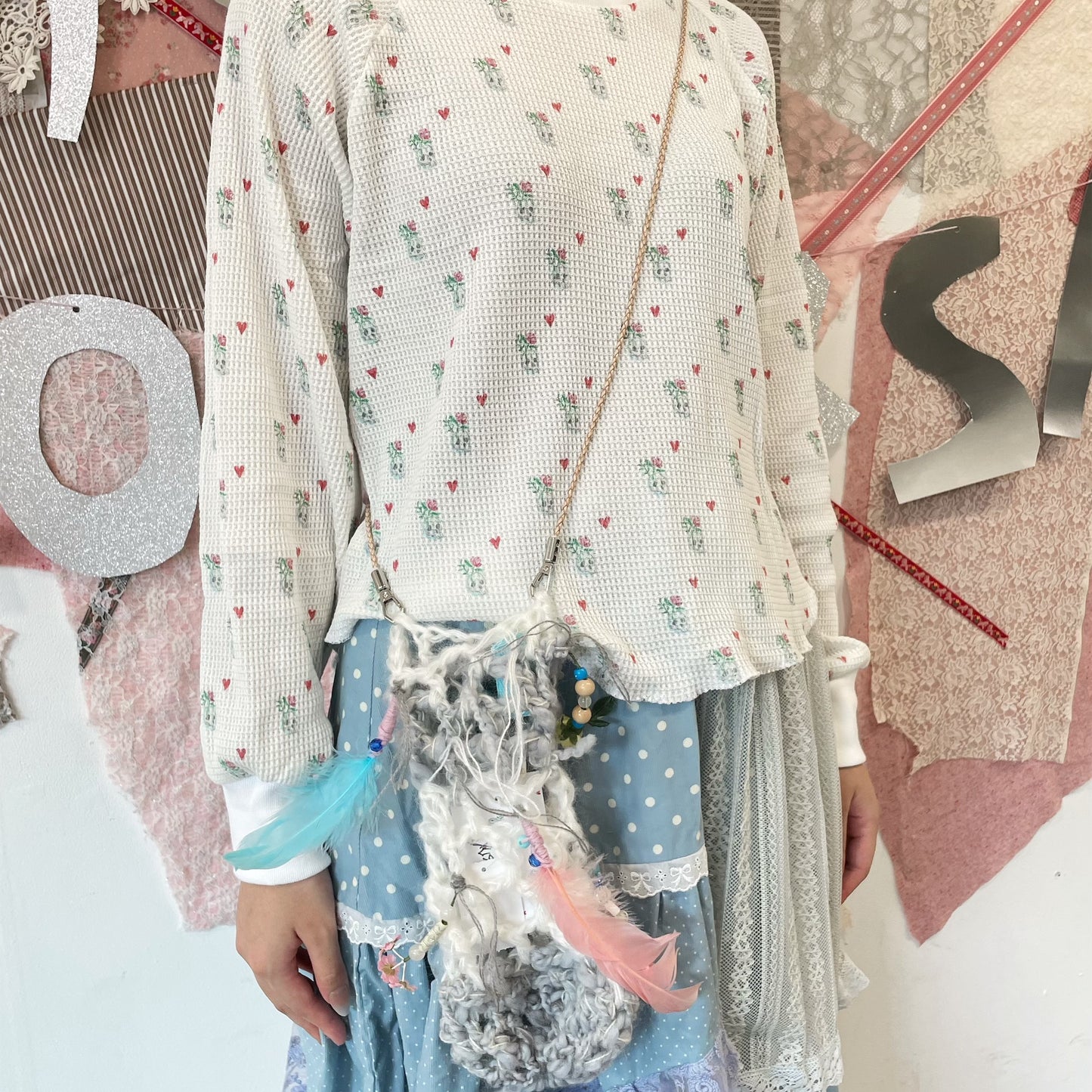 Forest bag / White / ニットポシェット