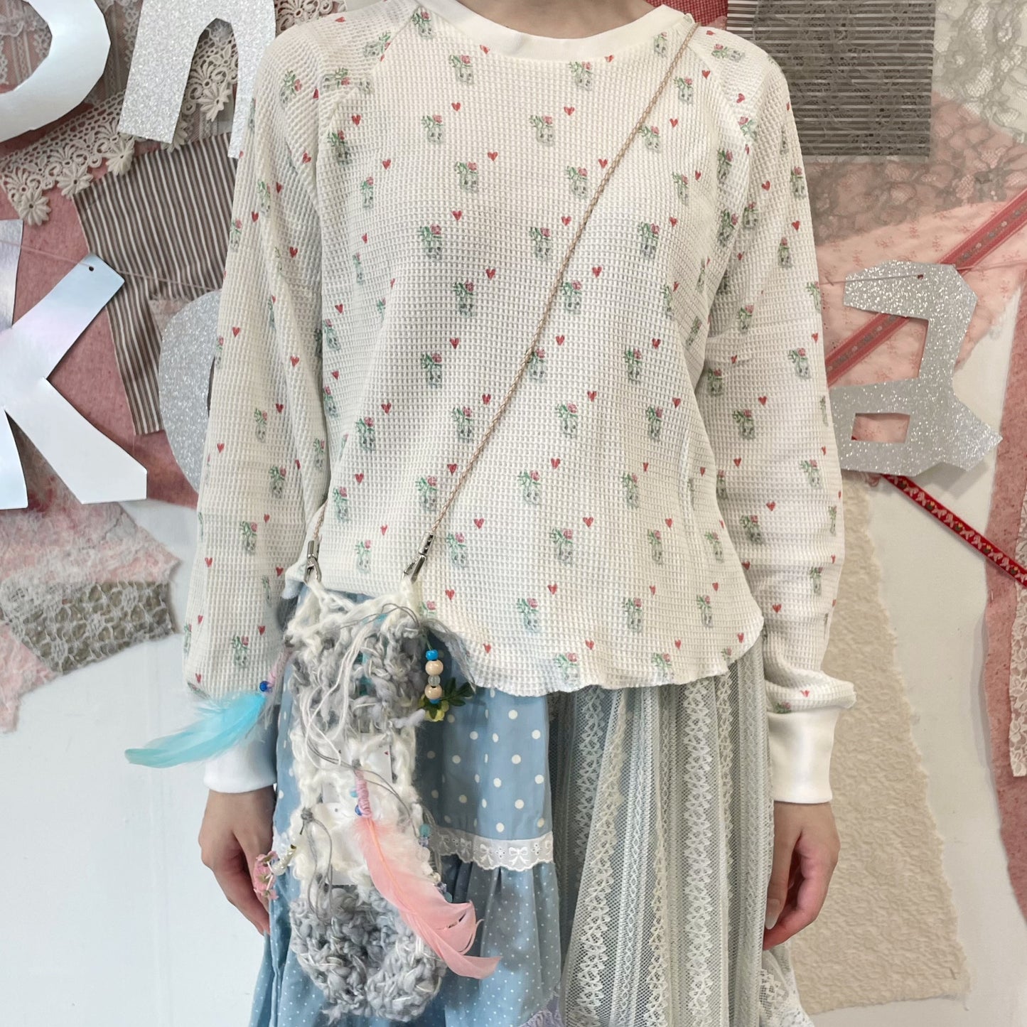 Forest bag / White / ニットポシェット