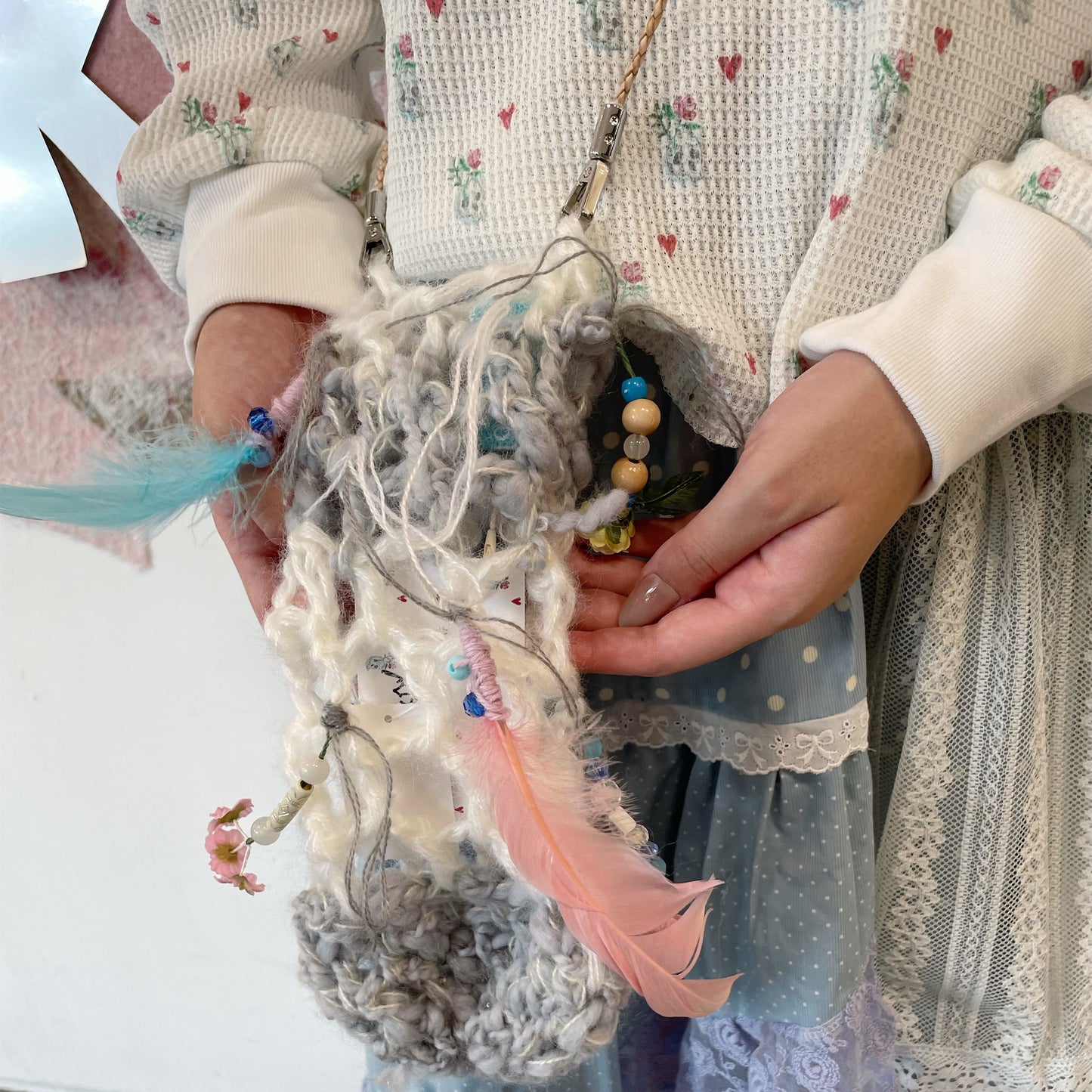 Forest bag / White / ニットポシェット