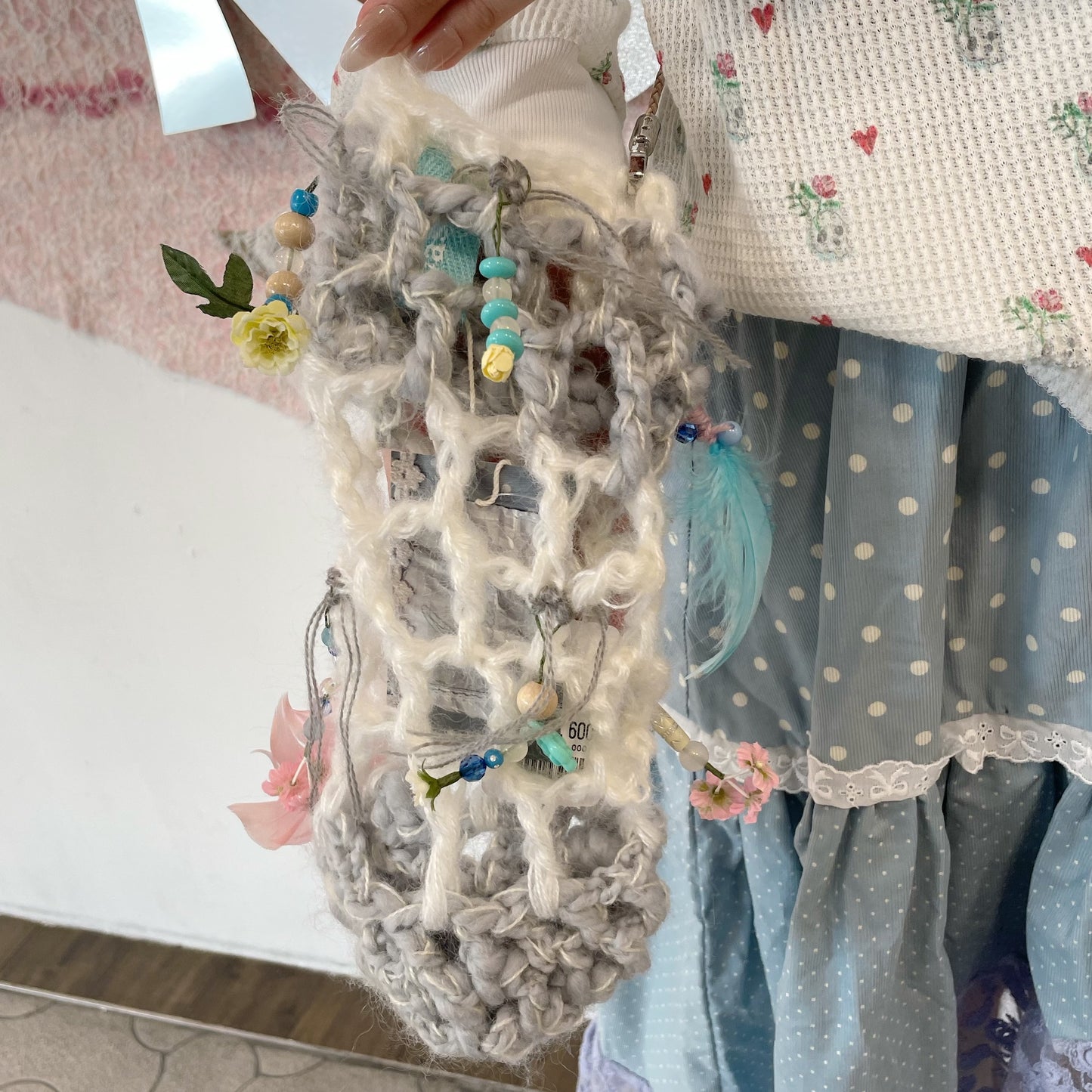 Forest bag / White / ニットポシェット