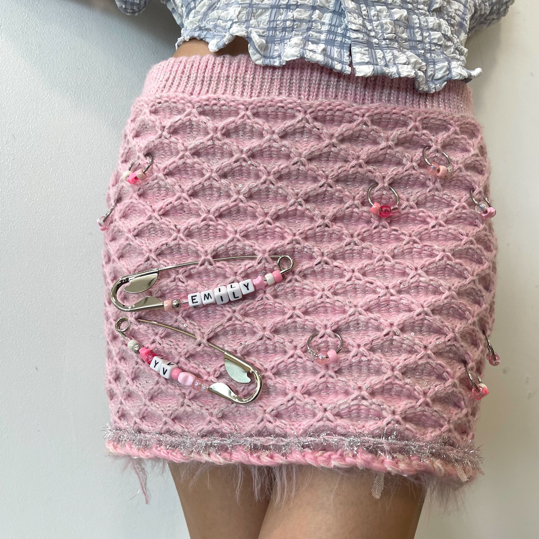 Big safety pink knitted skirt / Pink / ピンニットスカート | シープ 