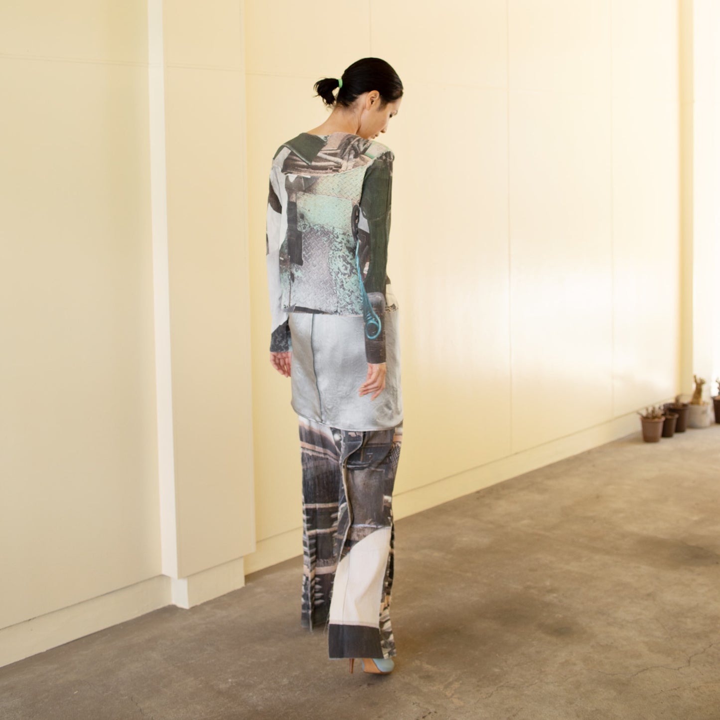 GRAPHIC YORYU LONG SLEEVE TEE / MOSS DRUM / グラフィック楊柳トップ